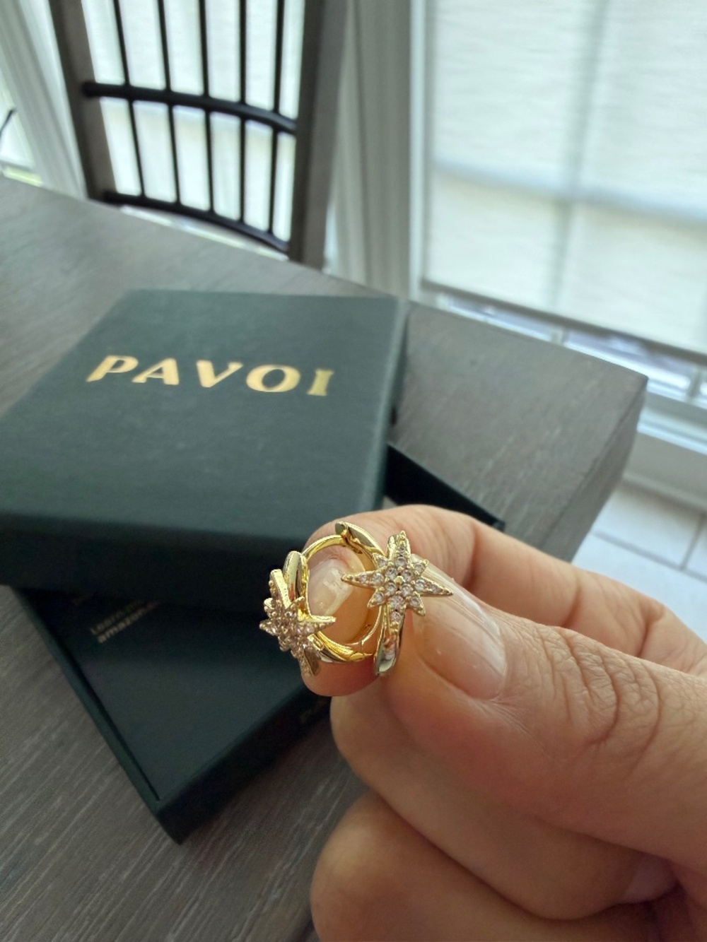 PAVOI 14K Yellow Gold Plated Cubic Zirconia North Star Huggie Hoops
